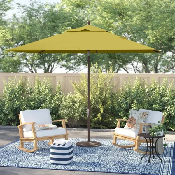 Launceston 10' x 6.5' Rectangular Market Umbrella Fabric Color: Lemon Canvas, Frame Color: Bronze