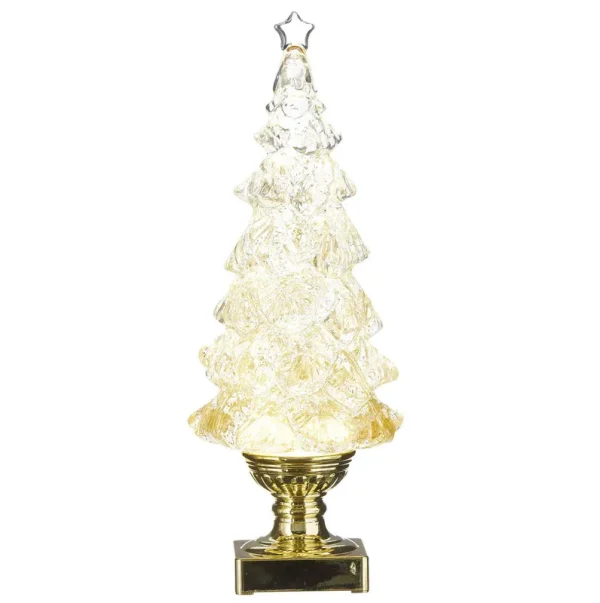Raz 2022 Holiday Water Lanterns 13.75" Lighted Swirling Glitter Tree Gold