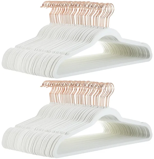 Basics Slim Velvet Non-Slip Clothes Suit Hangers Ivory/Gold - Pack of 100