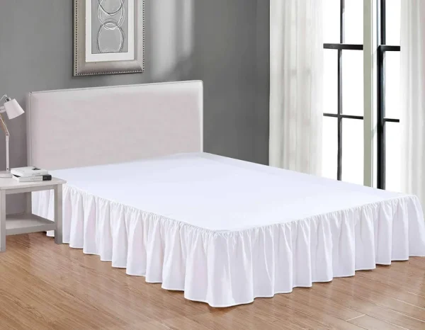 Sheets & Beyond Super Soft Gathered Bed Skirt with 14" Drop Queen White
