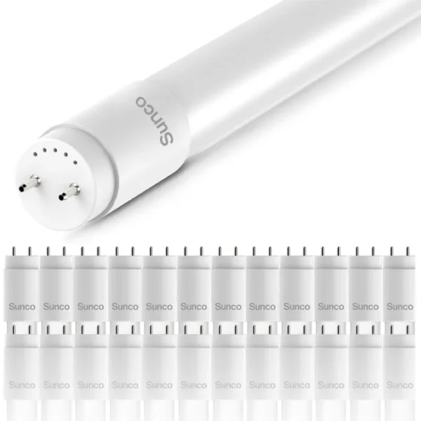 Sunco Lighting 24 Pack T8 Frosted 1-Sided LED Tube Light 18W 5000K Daylight