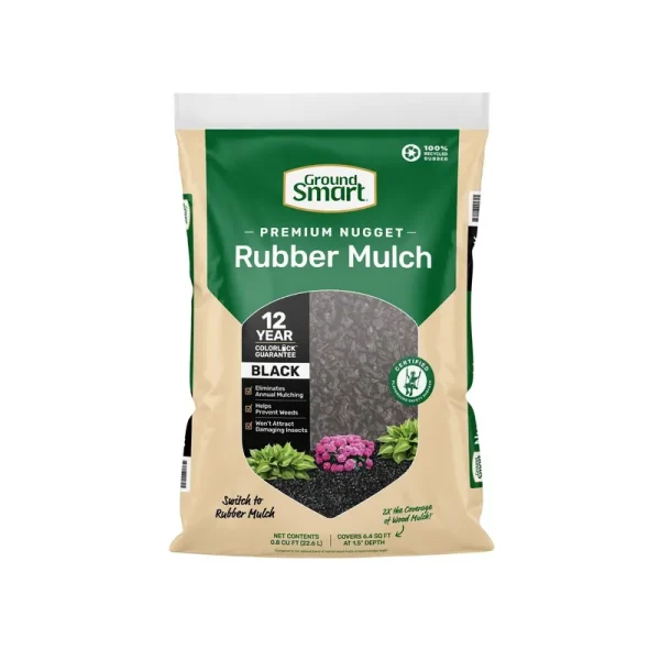 GroundSmart Espresso Black Rubber Mulch, 78.4 CuFt (98 Bags/.8cuft)