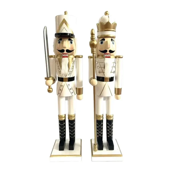 Santa's Workshop 24" King and Guard Nutcracker, Set of 2 ,White