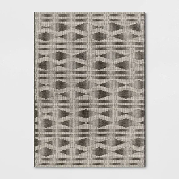 5'x7' Tapestry Geo Outdoor Rug Gray - Threshold