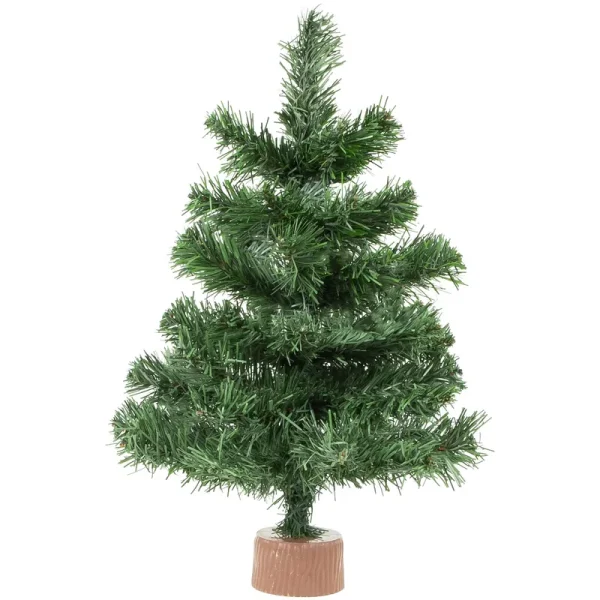 18" Mini Pine Artificial Christmas Tree in Faux Wood Base - Unlit