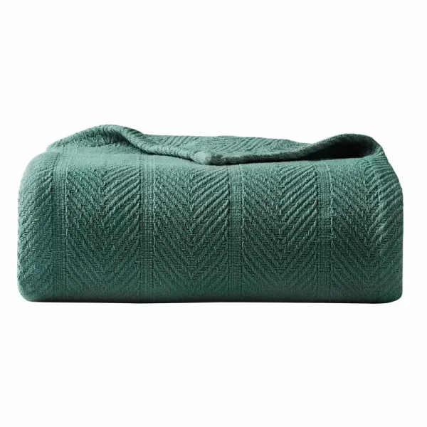 Eddie Bauer Herringbone Cotton Blanket - Twin - Green