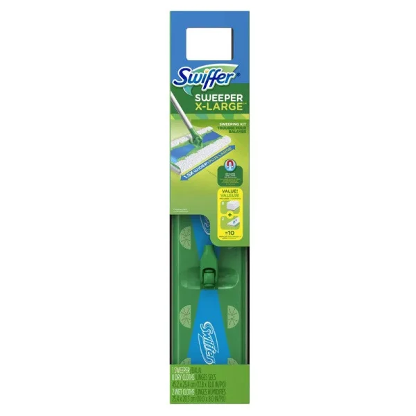 Swiffer Sweeper Dry + Wet XL Sweeping Kit (1 Sweeper, 8 Dry Cloths, 2 Wet Cloths)