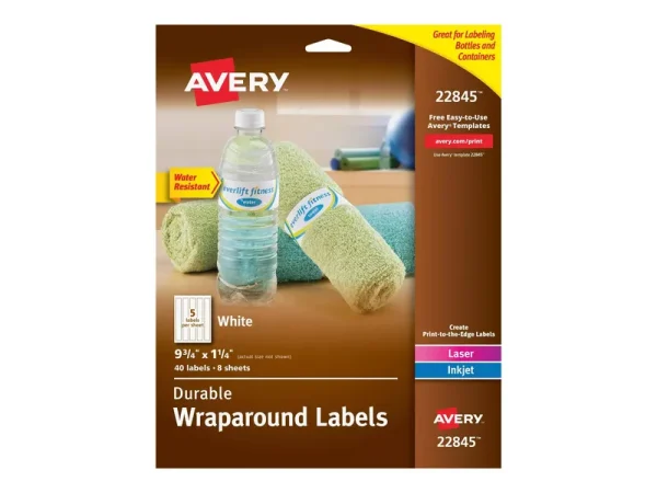Avery Durable Wraparound Labels, White - 40 count