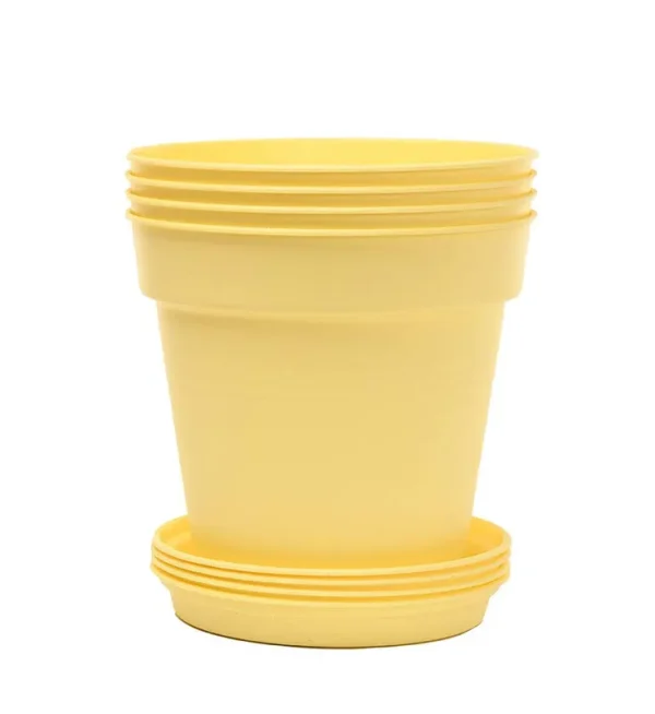 Mintra Home Garden Pots 4pk (17CM Round,Yellow), Size: 17 cm