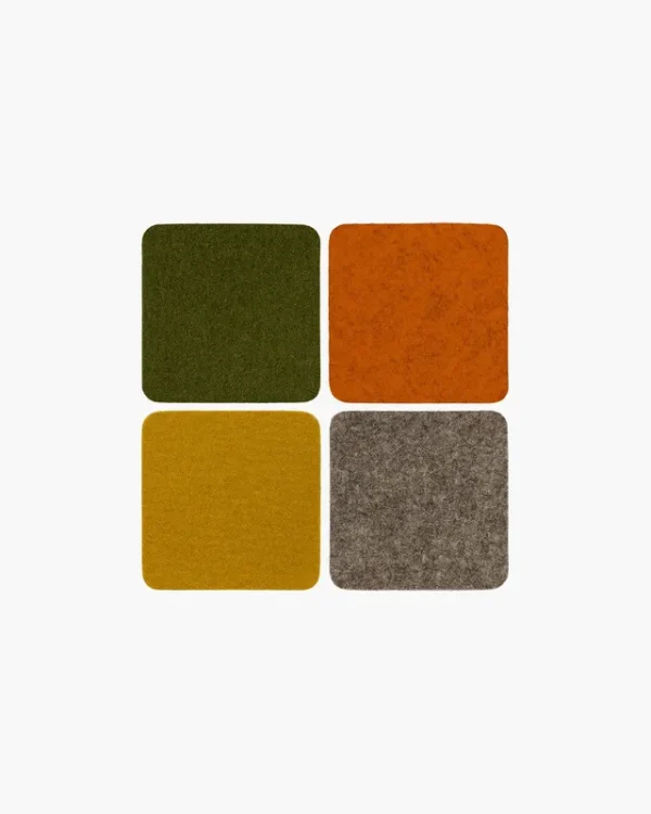 Bierfilzl Merino Wool Felt Square Coaster Multi 4 Pack - Expedition