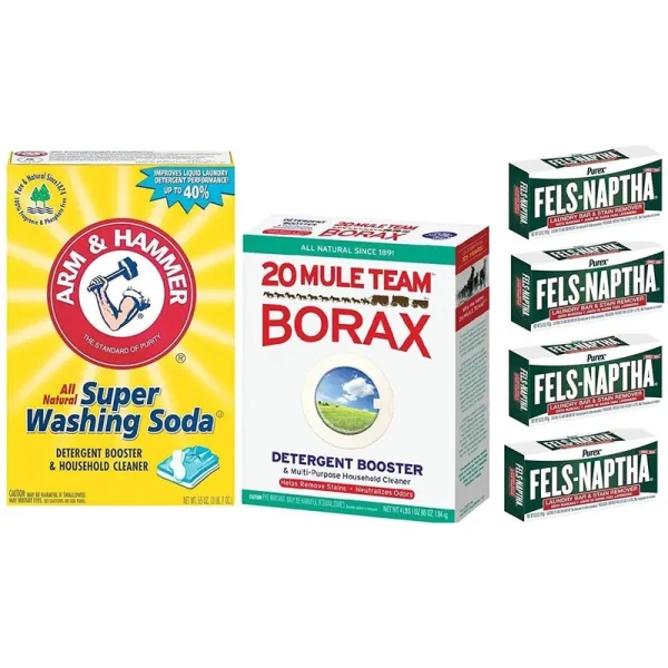 Laundry Soap Kit Fels Naptha 4 Bars 20 Mule Team Borax Natural Booster Arm Hammer Super Washing Soda