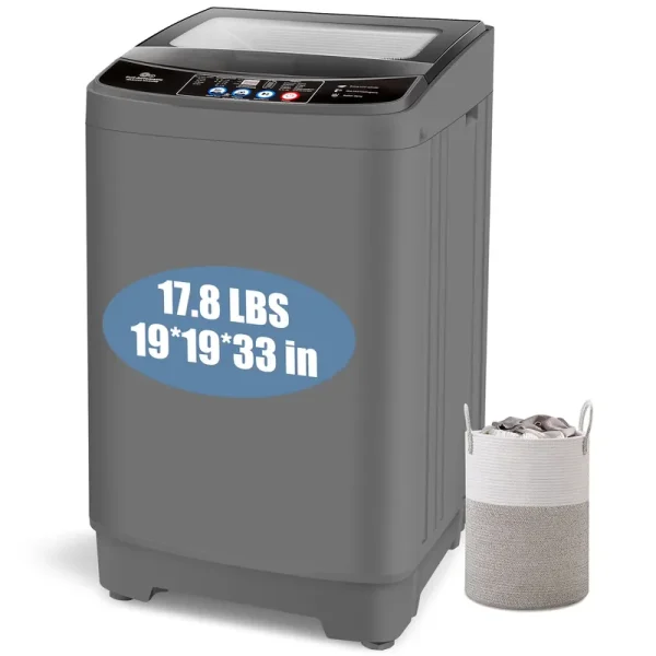Veeboto 17.8 lb Full Automatic Washing Machine, Compact Washing Machine with Drain Pump, Power Motor 20 - Mins Quick Wash, LED Display, Washer and Dryer Combo Low Noise for Apartment Dorm Household