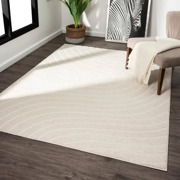 Luxe Weavers Modern Geometric Wave Cream 2x3 Area Rug