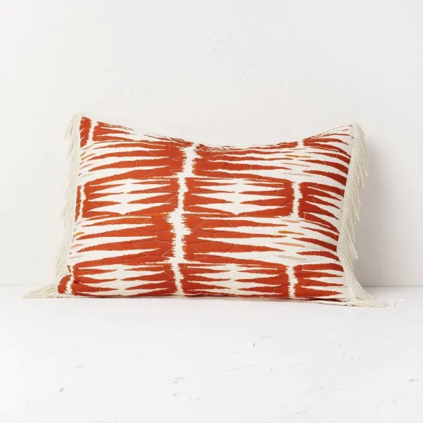 Standard Printed with Fringe Groove Print Quilt Sham White/Burnt Orange - Opalhouse Designed with Jungalow
