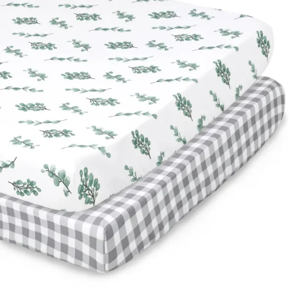 The Peanutshell Playard Sheets 2 Pack - Farmhouse Floral & Plaid