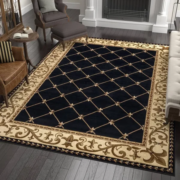 Astoria Grand Clarence Black/Gold Area Rug