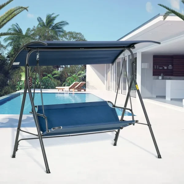 Outsunny 3-Person Porch Swing with Stand, Outdoor for Patio Adjustable