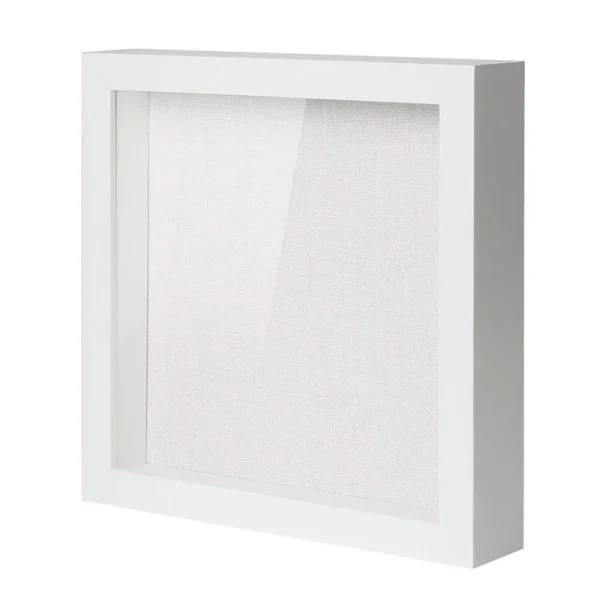 Muzilife 8x8 Shadow Box Picture Frame with Linen Board - Deep Wood & Glass Display Case Ready to Hang Perfect to Display Baby