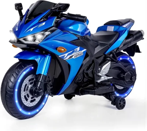 2 Seats Electric Dirt Bike Motorcycle for Kid 3 - 8, 12V Kids Motorcycle with Manual Throttle, Lighting Wheels, Music Function, Max Load 99 lb (Blue)