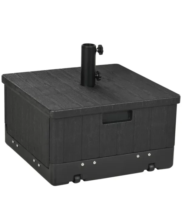 Outsunny Outdoor Umbrella Base with Wheels, End Table, Planter Box, Black