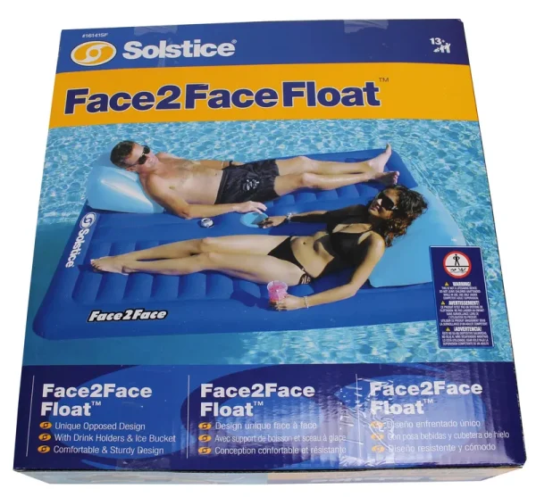 Solstice Face 2 Face Cooler Couch Pool Float, Blue