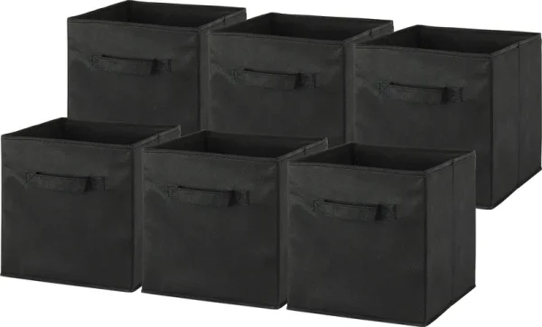 6 Pack - Simplehouseware Foldable Cube Storage Bin, Black