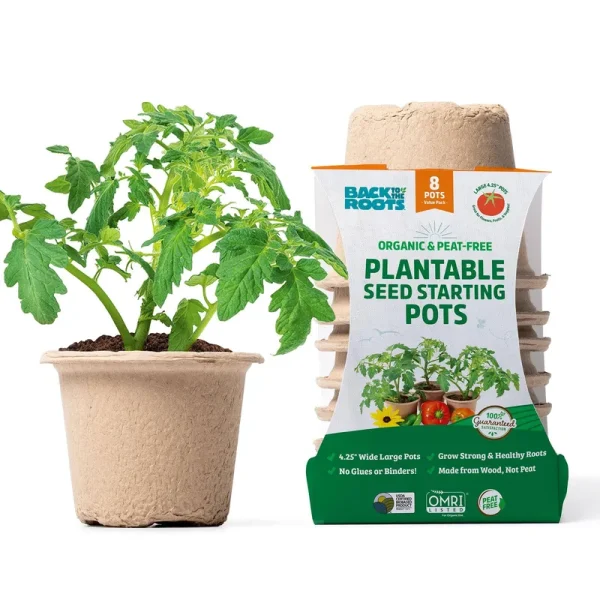 Back to The Roots Organic & Peat-Free Plantable Seed Starting Pots - 8 Each