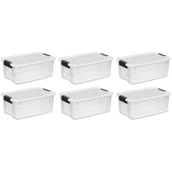 Case of 6 Sterilite 18 Quart Ultra Latch Boxes - Assembled