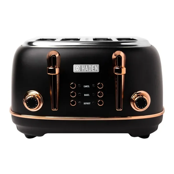 Haden Heritage 4-Slice Wide Slot Toaster ,Black/Copper