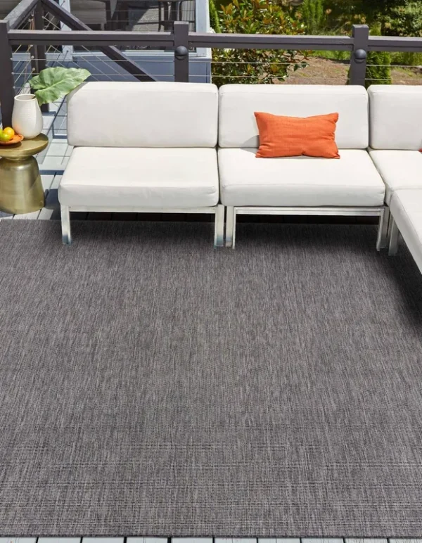 Outdoor Solid 10 ft Square Black Area Rug Indoor Outdoor Rug