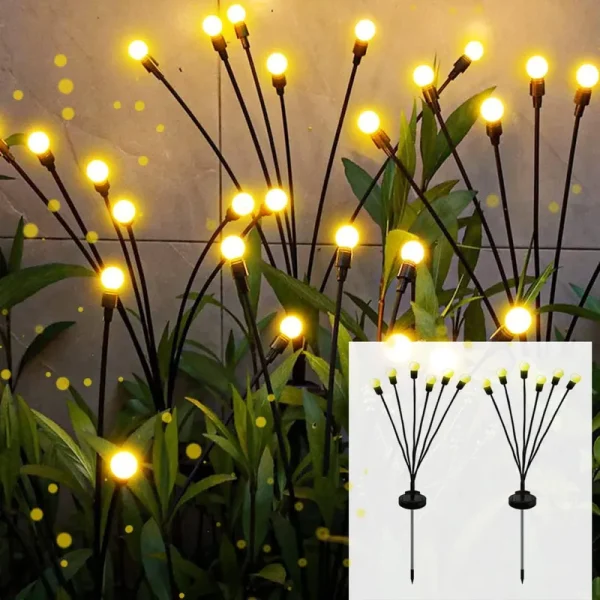 2 Pack Solar Garden Lights, Outdoor Solar Lights for Outside, Firefly Lights Outdoor Waterproof for Landscape, Pathway, Yard, Patio D��cor, Solar