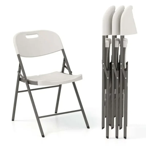 4/8/12 Pack HDPE Plastic Folding Chairs, Waiting Room Chairs with Metal Frame, Portable Banquet Chairs, Vinyl Stackable Party Chairs