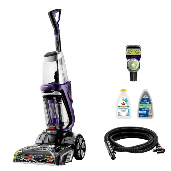 BISSELL Proheat 2X Revolution Pet Pro Upright Deep Cleaner, for Carpets and Upholstery, Turbostrength Motor Technology, 3 Cleaning Modes, Heatwave Technology, 3586, Purple