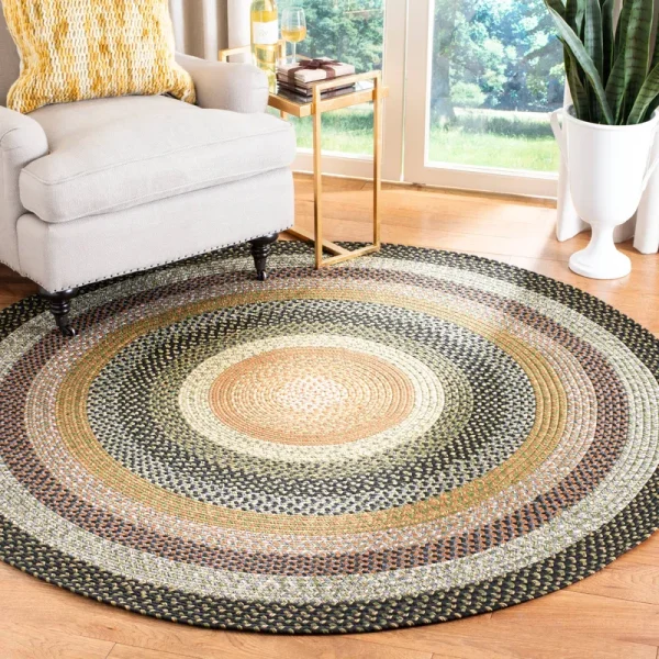 Safavieh Braided Blue/Multi 6 ft. x 6 ft. Round Area Rug