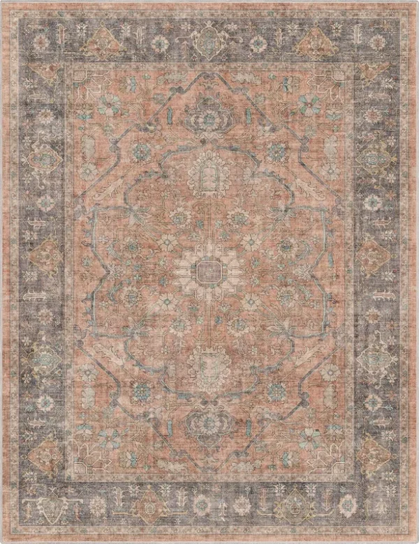 Well Woven Coral 5 ft. 3 in. x 7 ft. 3 in. Apollo Antigua Vintage Persian Oriental Area Rug
