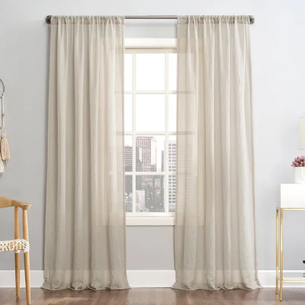 Mainstays Linen Textured Semi-Sheer Rod Pocket Curtain Panel
