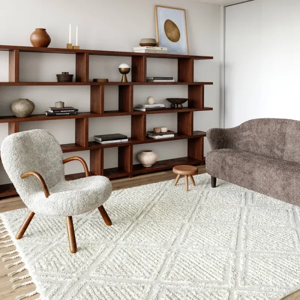 Arvin Olano x RugsUSA - Balboa Textured Tile Area Rug Beige 4' x 6'