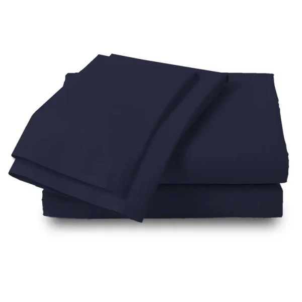 Color Sense 100% Cotton Percale Sheet Set King Navy, Blue