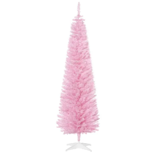 HOMCOM 6' Artificial Pencil Christmas Tree Pink