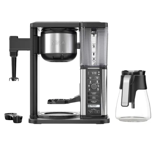 Ninja Specialty Fold-Away Frother (CM401) Coffee Maker, Single Serve to 10 Cup (50 oz.), Glass Carafe (Renewed)