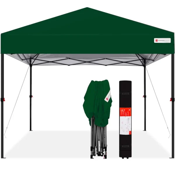 Best Choice Products 10x10ft Easy Setup Pop Up Canopy Instant Portable Tent w/ 1-Button Push, Carry Case - Forest Green
