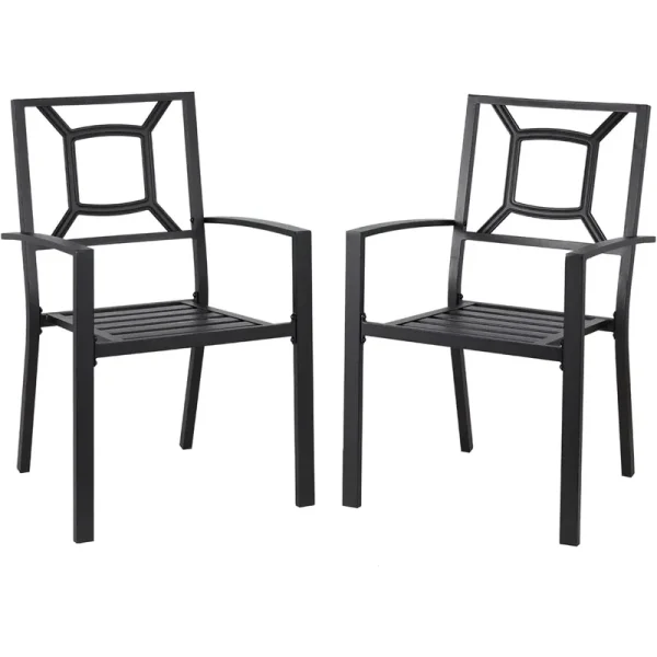 AECOJOY Metal Dining Chairs, Outdoor Patio Dining Chairs with Armrest