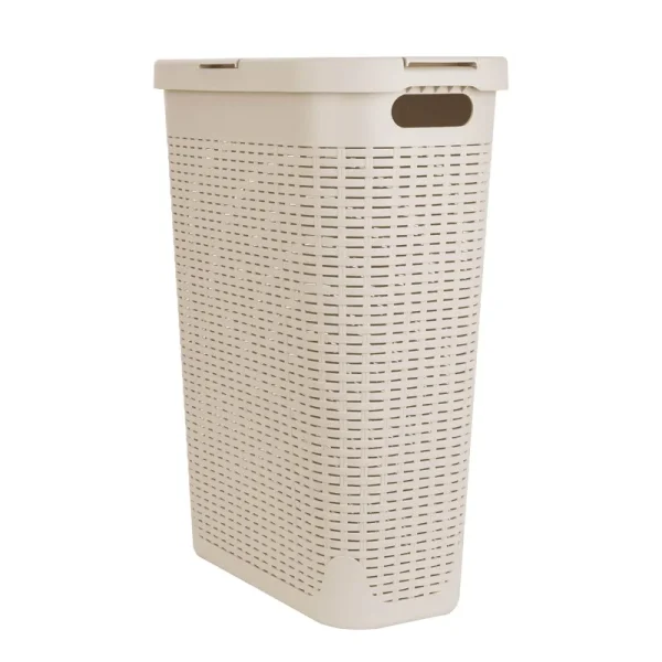 Mind Reader 40 Liter Slim Laundry Basket, Laundry Hamper, Ivory