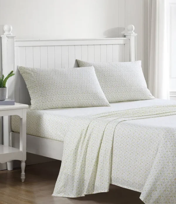 Laura Ashley Printed Cotton Percale Sheet Set - Twin XL - Evie Yellow