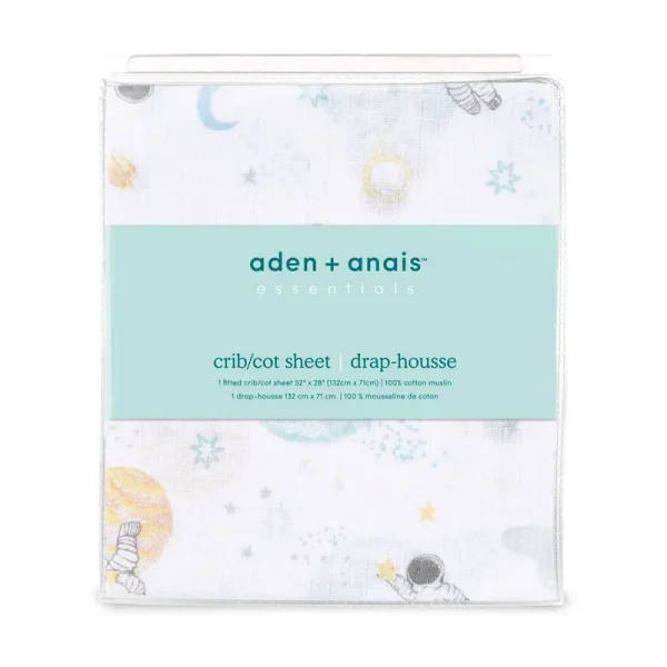 Aden + Anais Essentials Space Muslin Fitted Crib Sheet In Blue