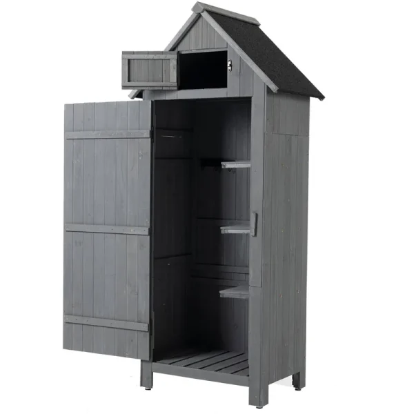 Outdoor Storage Cabinet, Garden Wood Tool Shed, Outside Wooden Shed Closet with Shelves and Latch for Yard, Patio, Deck and Porch,30.3��L x 21.3��W x