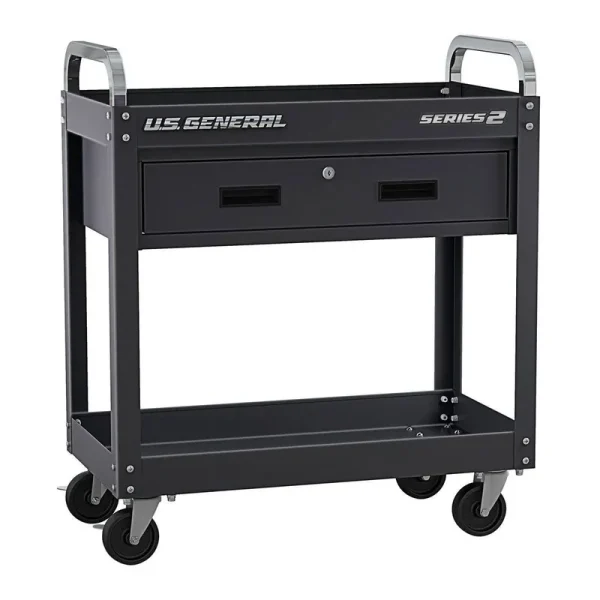 U.S. General 30 in. Service Cart with Drawer Black 56604