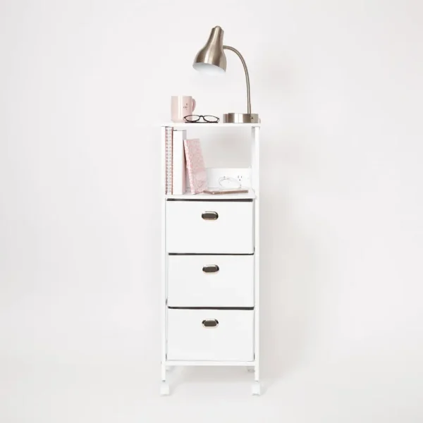 Dormify Sutton Charging 3-Drawer Cart on Wheels - White - Each