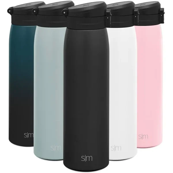 Simple Modern Kona Thermos Insulated Travel Mug with Flip Lid -Stainless Steel Coffee Cup Tumbler, 24oz, Midnight Black