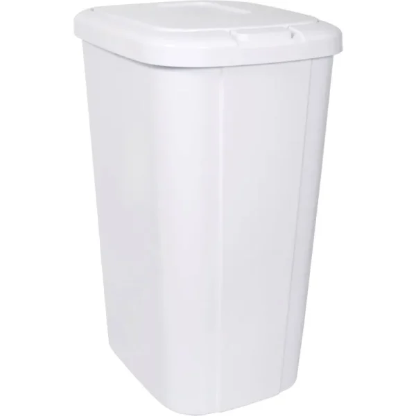 Hefty Touch Lid Trash Can, White, 13.3 gallon